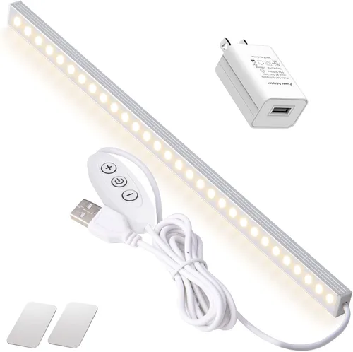 DWEPTU Barra de luz LED regulable de 12 pulgadas para debajo del gabinete, con adaptador de corriente AC y montaje magnético - para cocina, taller,