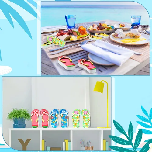 Miniatura 7 de Marsui 12 piezas de decoración de bandeja escalonada de verano de madera para el hogar, decoración de bandeja escalonada, sandalias de playa