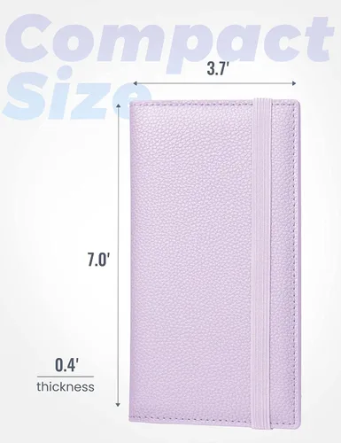 Miniatura 45 de Yarnic Funda para chequera personal, soporte para chequera con soporte para bolígrafo y divisor de plástico transparente integrado para cheques Rosa