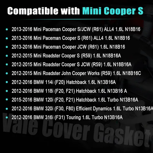 Miniatura 3 de AUCERAMIC VS50788R Junta de tapa de válvula para Mini Cooper S JCW Coupe Clubman Countryman Paceman Roadster BMW 114i 118i 120i 316i 320i 1.6L N13