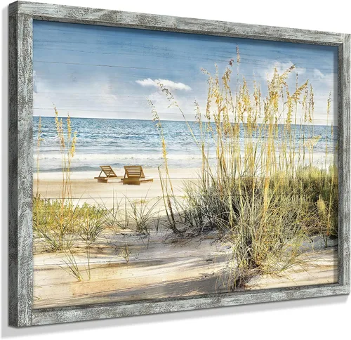 Miniatura 10 de Pintura enmarcada de paisaje marino: arte abstracto del océano, imagen costera, impresiones de veleros en madera en estilo moderno para decoración