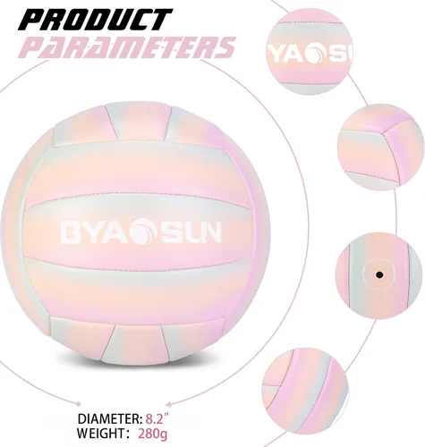 Miniatura 7 de Soft Official Volleyball for Indoor Outdoor Beach, Size 5 Training Volleyball for Beginner Teenager Adult Rosa/Azul/Pureple