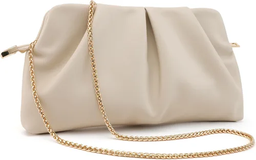 Miniatura 5 de Bolso de Mano para Mujer Tipo Clutch, Bolso Formal Elegante, Bolso de Mano con Pliegues de PU, Bolsa Cruzada con Cadena Desmontable