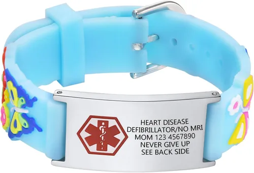 Miniatura 42 de Pulsera de Identificación Médica Personalizada para Niños - Pulsera de Identificación de Silicona Linda para Autismo Alergia Convulsiones