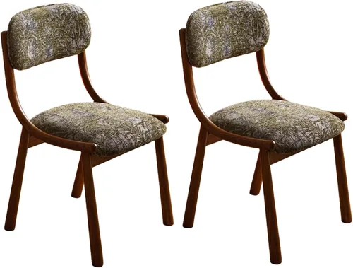 Miniatura 20 de Rustic Fabric Dining Room Chairs, Kitchen Chair with Backrest, Dining Chairs Lobby Chair Set for French Country Farmhouse Kitchen Home Brown+black