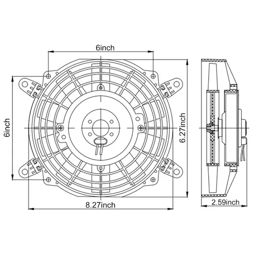 Miniatura 7 de Kit de montaje de ventilador de refrigeración de radiador eléctrico de 7 pulgadas con motor de 12 V 80 W, ventilador delgado universal de alto