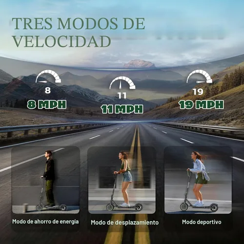 Miniatura 5 de Scooter eléctrico para adultos con neumático sólido de 8.5"/10", motor potente de 350 W/500 W y velocidad máxima de 19/22 MPH, alcance de 16/23 Gris