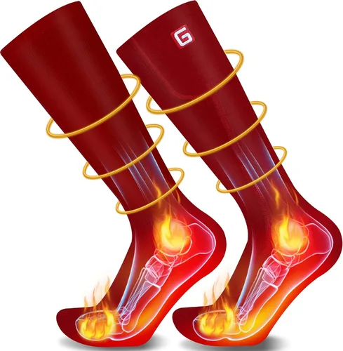 Miniatura 10 de Calcetines térmicos para hombres y mujeres, calcetines térmicos con batería eléctrica recargable, para invierno, cálido, con aislamiento térmico