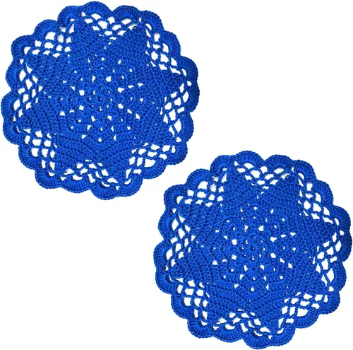 Miniatura 40 de Juego de 2 manteles individuales de encaje con diseño de flores huecas de ganchillo, manteles individuales de encaje para taza de té, aniversario