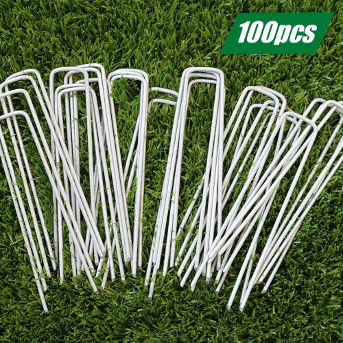 Miniatura 2 de Paquete de 100 grapas de paisaje de 6 pulgadas, estacas galvanizadas para césped, tipo U, para barrera de malezas, tela de sujeción de vallas
