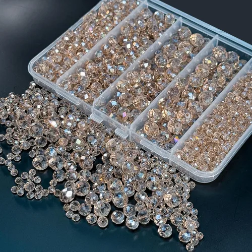 Miniatura 2 de 800 cuentas redondas de cristal de 0.236/0.396/0.394 pulgadas para joyas de bricolaje, ideales para pulseras, collares, colgantes y proyectos