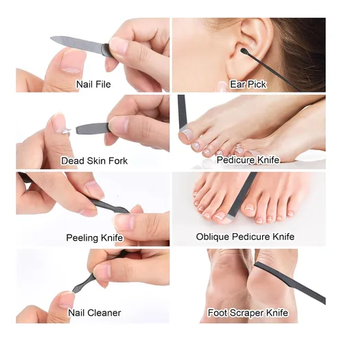 Miniatura 5 de Juego de manicura, juego de cuidado de uñas de acero inoxidable, herramienta profesional de aseo para uñas encarnadas, kit de pedicura y cortador
