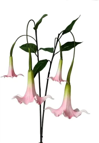 Lujo real tacto PU Datura flor grande boda fiesta decoración adornos falsos floral Navidad habitación decoración flores artificiales (color : rosa