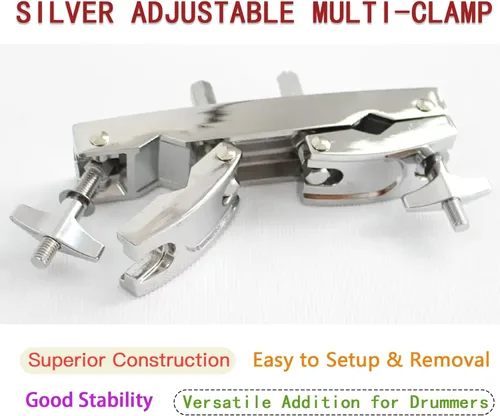 Miniatura 2 de CashBeat - Soporte ajustable para platillos de acero inoxidable plateado Quick Release Drum Cymbal Stand Clamp with Adjustable Angle, Multi-Clamp