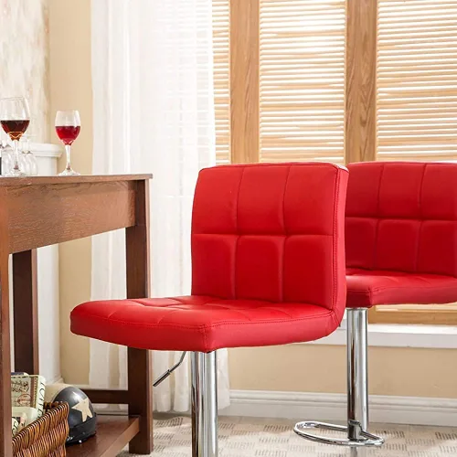 Miniatura 2 de Taburetes de bar ajustables, modernos taburetes de bar giratorios ajustables de piel sintética, sillas hidráulicas de altura con respaldo, juego