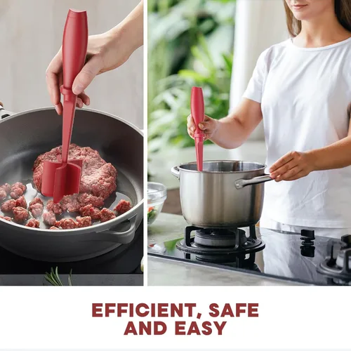 Miniatura 6 de Picador de carne, triturador de hamburguesas mejorado, triturador de carne resistente al calor prémium para carne molida, pavo molido y más, Rojo