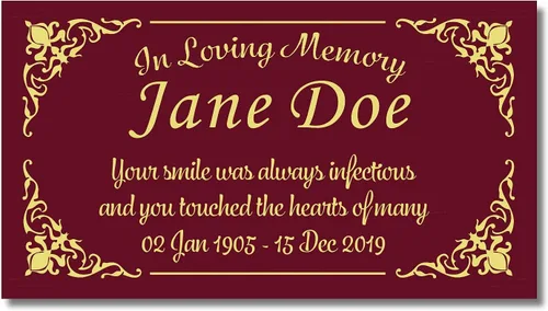 Miniatura 15 de Placa conmemorativa con borde elegante, mensaje personalizado y emblemas de reconocimiento de memoria de identificación, fabricado en Estados Unidos