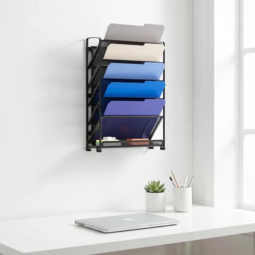Miniatura 8 de Simple Houseware Organizador de documentos y cartas para montar en pared, de 6 niveles, negro