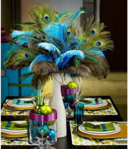 Miniatura 7 de Plumas naturales de pavo real con plumas de cola de pavo real de 10-12 pulgadas (9.8-11.8 in) para bodas, fiestas, artes y manualidades, decoración