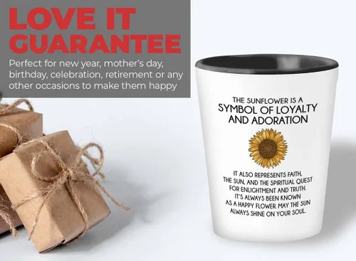 Miniatura 6 de Vaso de chupito de afirmación diaria de 1.5 onzas – Adoración de girasol – Regalo divertido para recordatorio, compañero de trabajo, amistad