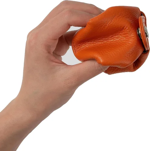 Miniatura 17 de Cockatoo Monedero de cuero genuino para cambio, mini billetera con bolsillo a presión para hombres y mujeres, Rojo (Aurora Red), Casual