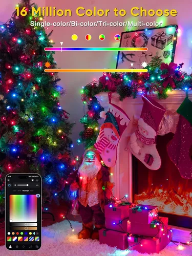 Miniatura 5 de Guhope - Luces de Navidad inteligentes que cambian de color, 400 focos LED RGB de 132 pies, luces de cadena de Navidad con aplicación y control