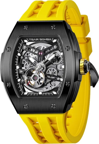 Miniatura 28 de TSAR BOMBA Relojes automáticos para hombre, 164.0 ft, impermeable, reloj mecánico japonés, reloj mecánico para hombre, movimiento Tonneau, caja
