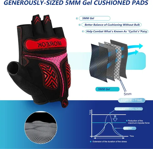 Miniatura 2 de BIKINGMOREOK Guantes de ciclismo, guantes de ciclismo para hombres y mujeres, guantes de ciclismo de montaña de medio dedo, guantes de entrenamiento