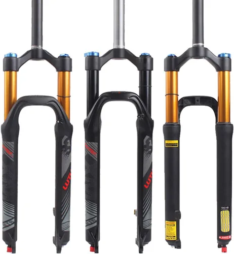 Horquilla de suspensión BUCKLOS para bicicleta de montaña de 26/27.5/29, tubo recto de ajuste de rebote de 1.126 in QR 0.354 in de viaje, bloqueo