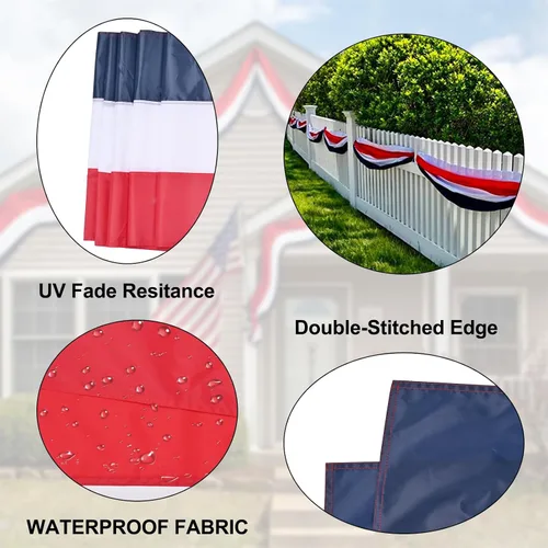 Miniatura 3 de Decoraciones patrióticas para interiores y exteriores, 2 x 20 pies, pancartas de rayas rojas, blancas y azules, decoraciones patrióticas de Estados