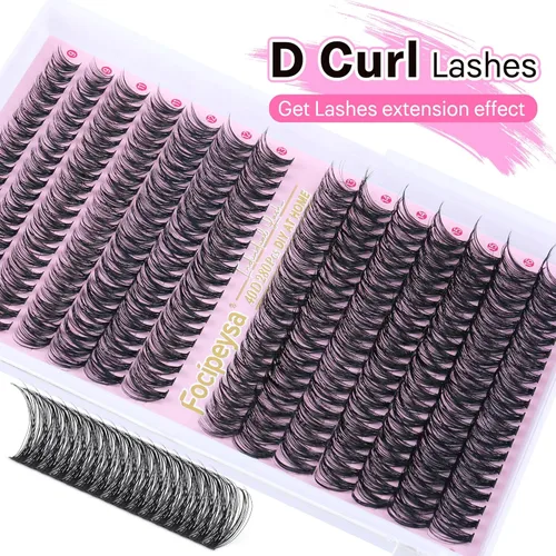 Miniatura 2 de Focipeysa Kit de Extensión de Pestañas D Curl Clusters de Pestañas 280pcs Kit de Extensión de Pestañas DIY 40D Pestañas Individuales con Adhesivo