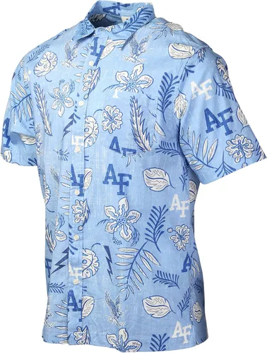 Wes and Willy Camisa de Hombres para Fanáticos de Deportes Universitarios Estilo Hawaiiano-Vintage Floral de Manga Corta con Botones