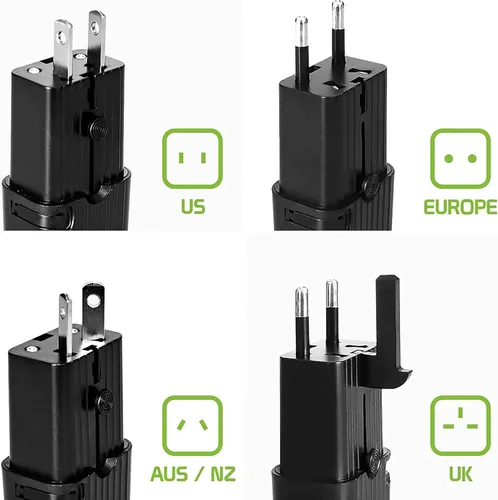 Miniatura 5 de Adaptador USB universal dual funciona para Oppo Find X Automobili Lamborghini Edition para alimentación mundial y viajes entre EE.UU./UE/CN/AUS/NZ/UK