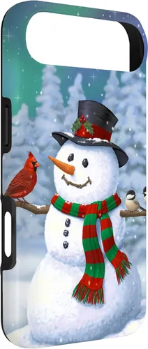 Miniatura 38 de Funda para iPhone 17 con diseño de muñeco de nieve y pájaros en invierno