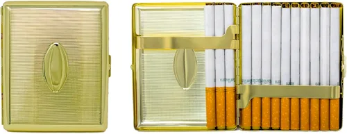 Miniatura 23 de Juego de 2 cajas de cigarrillos de los años 100 chapadas en metal y caja de almacenamiento (impresión victoriana plateada)