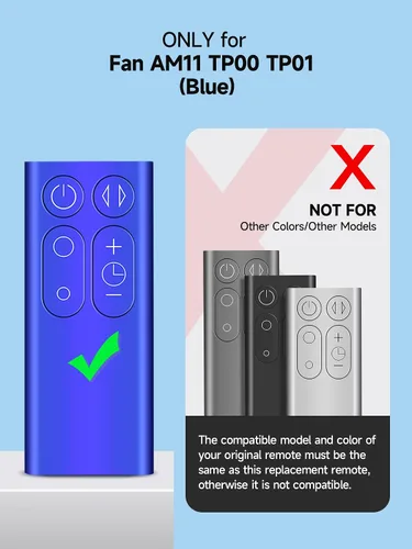 Miniatura 3 de Control remoto de ventilador de repuesto compatible con Dyson AM11 TP01 TP00 Pure Cool Fan Tower (color azul con batería)