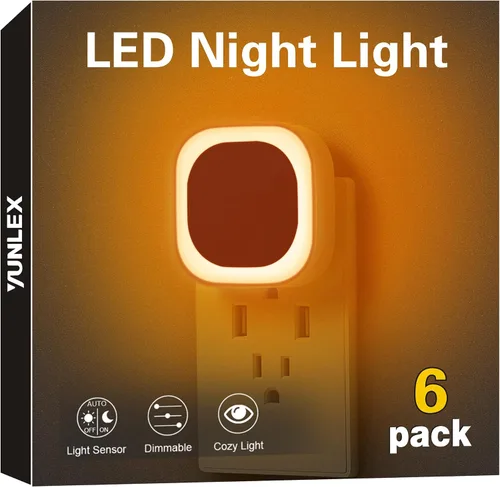 Miniatura 10 de YUNLEX - Pack de 4 luces nocturnas de luz blanca cálida, cuidado suave para los ojos con brillo suave regulable y reflexión indirecta, sensor