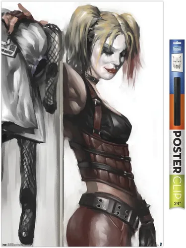 Miniatura 18 de DC Comics - Póster de pared de Harley Quinn, 22.4 pulgadas de largo x 14.7 pulgadas de ancho, versión enmarcada de madera de granero