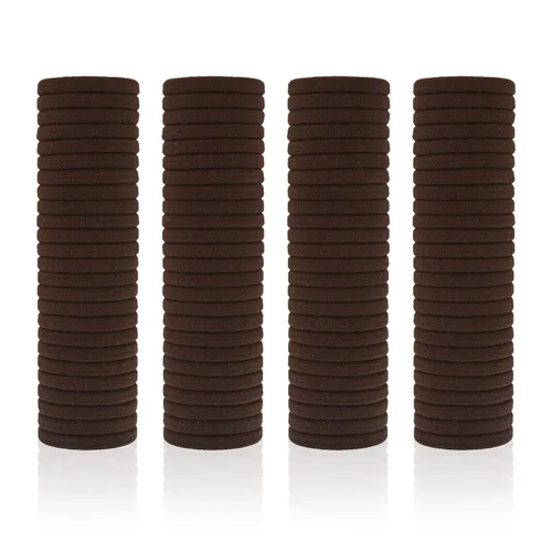 Miniatura 13 de Paquete de 100 ligas para el cabello sin costuras para mujeres y niñas, soportes para cola de caballo para cabello grueso (blanco)