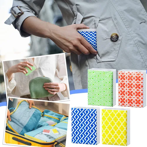 Miniatura 5 de Yinder Paquete de 120 pañuelos de bolsillo de tamaño de viaje, 3 capas, papel facial geométrico a granel, pequeños pañuelos para billetera