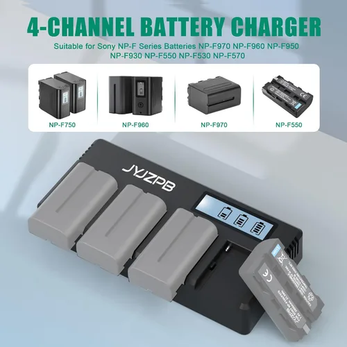 Miniatura 2 de JYJZPB Cargador rápido NPF de 4 canales para cargador de batería Sony NP-F970, NP-F550, NP-F570, NP-F750, NP-F770, NP-F930, NP-F950, NP-F960 Batería