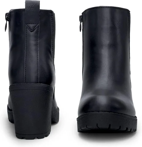 Miniatura 5 de Vepose Botines de moda para mujer tacón bajo grueso plataforma Chelsea para mujer