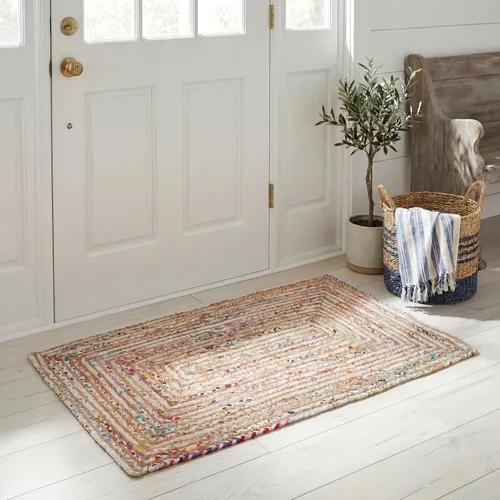 Miniatura 36 de SAFAVIEH Alfombra 8x10 - Colección Cape Cod - Grande - Beige y Multi, Jute y Algodón Hecho a Mano, Diseño Trenzado Tejido (CAP202B)
