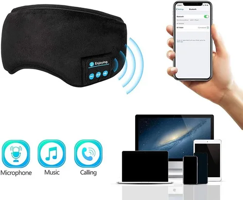 Miniatura 6 de Voerou Sleep Headphones 5.2 - Máscara de dormir Bluetooth con música y altavoces ultrafinos, perfectos para dormir, viajar en avión, meditación
