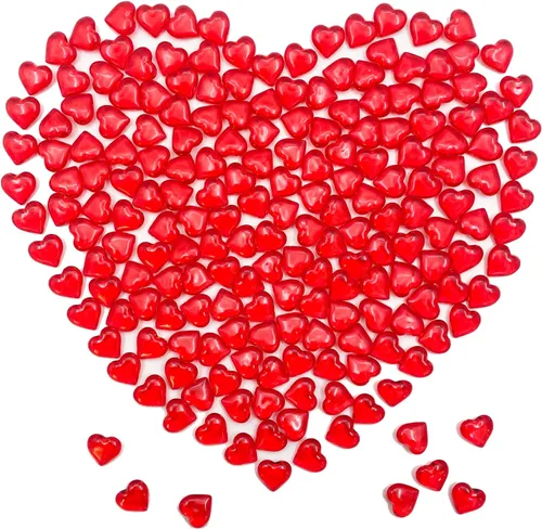 Miniatura 8 de 200 corazones acrílicos rosados, relleno de jarrón de 0.866 in, decoraciones para el día de San Valentín, decoración de mesa de corazón de plástico
