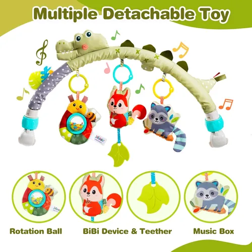 Miniatura 3 de Jollybaby Moisés cochecito móvil de juguete para bebé de 0 a 6 a 12 meses, juguete colgante de arco con clip para bebé, juguete Montessori sensorial