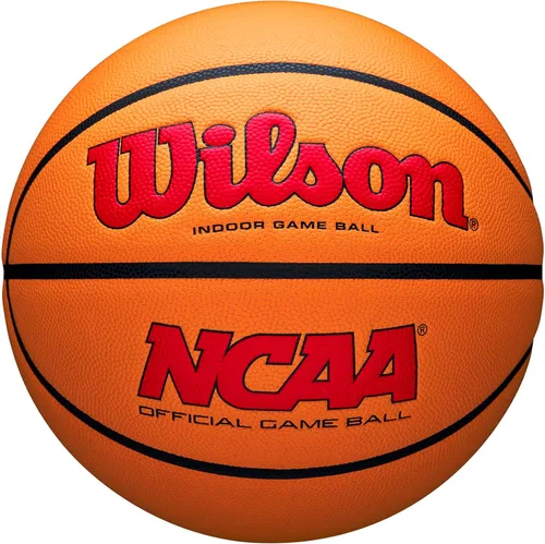 Miniatura 8 de Wilson NCAA Evo NXT Balones de Baloncesto Oficiales para Juegos en Interiores - Tamaños 6 y 7 Negro/Naranja