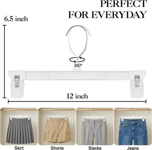 Miniatura 2 de Perchas para falda Smartor Perchero para pantalones con clips Disponible en paquetes de 10, 30, 60 Ahorro de espacio Duraderas Clips