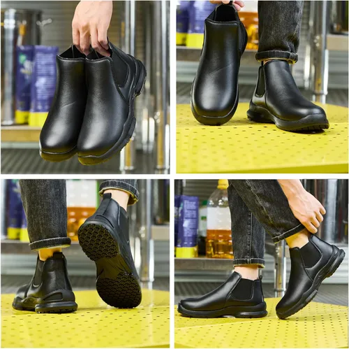 Miniatura 2 de PJZHJ Zapatos Antideslizantes para Hombres, Resistente al Aceite y al Agua, Zapatos de Chef Cómodos, Zapatos de Trabajo Antideslizantes para Cocina