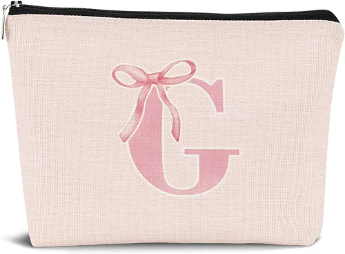Miniatura 10 de Coquette - Bolsa de maquillaje con lazo, inicial K, regalos personalizados para chicas adolescentes, regalos con monograma lindos y modernos preppy